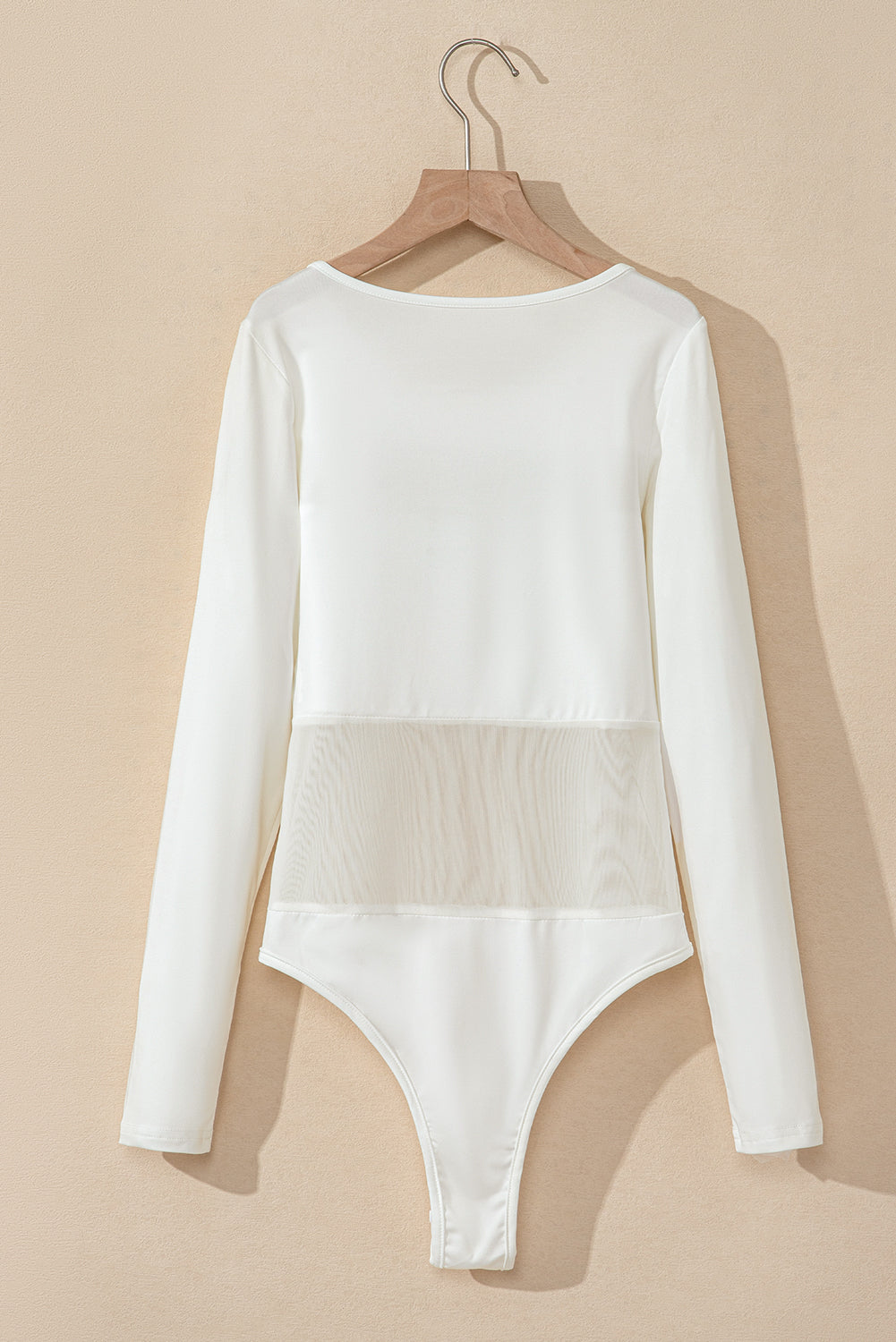 Round Neck Mesh Long Sleeve Bodysuit