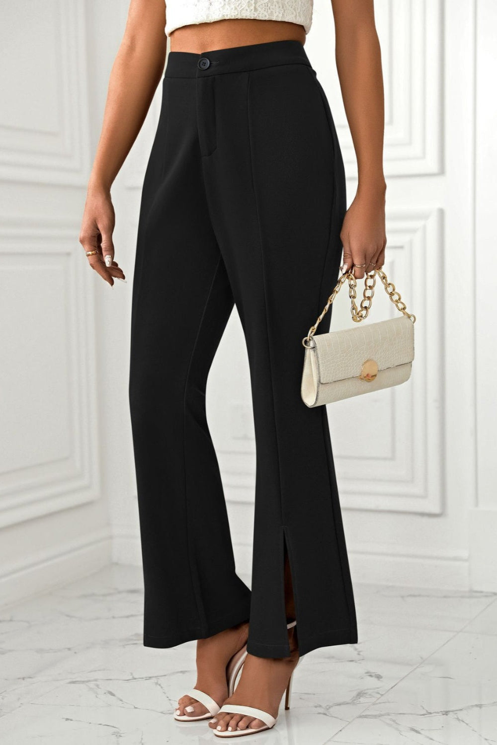 Slit Flare Pants with Pockets