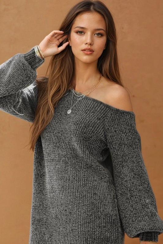 Asymmetrical Off Shoulder Sweater Dress