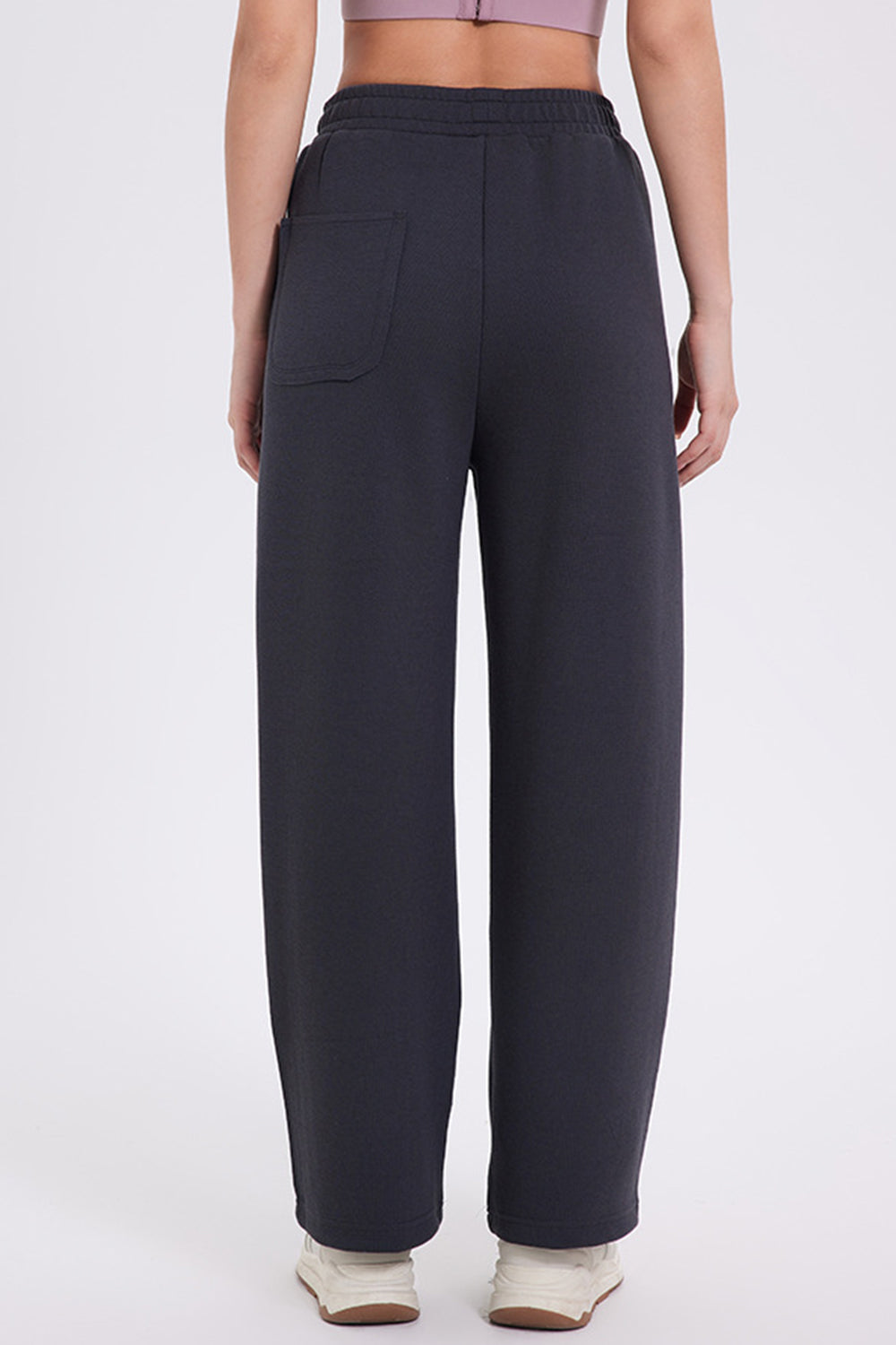 Elastic Waist Straight Leg Pants with Pockets