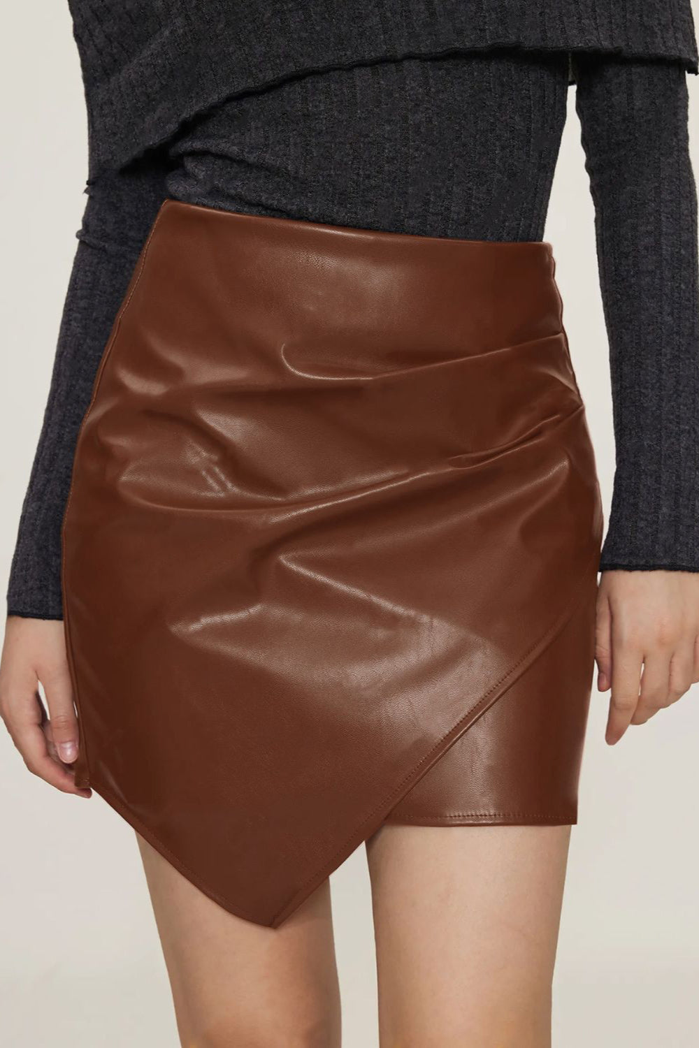 Ruched Mini Skirt with Zipper