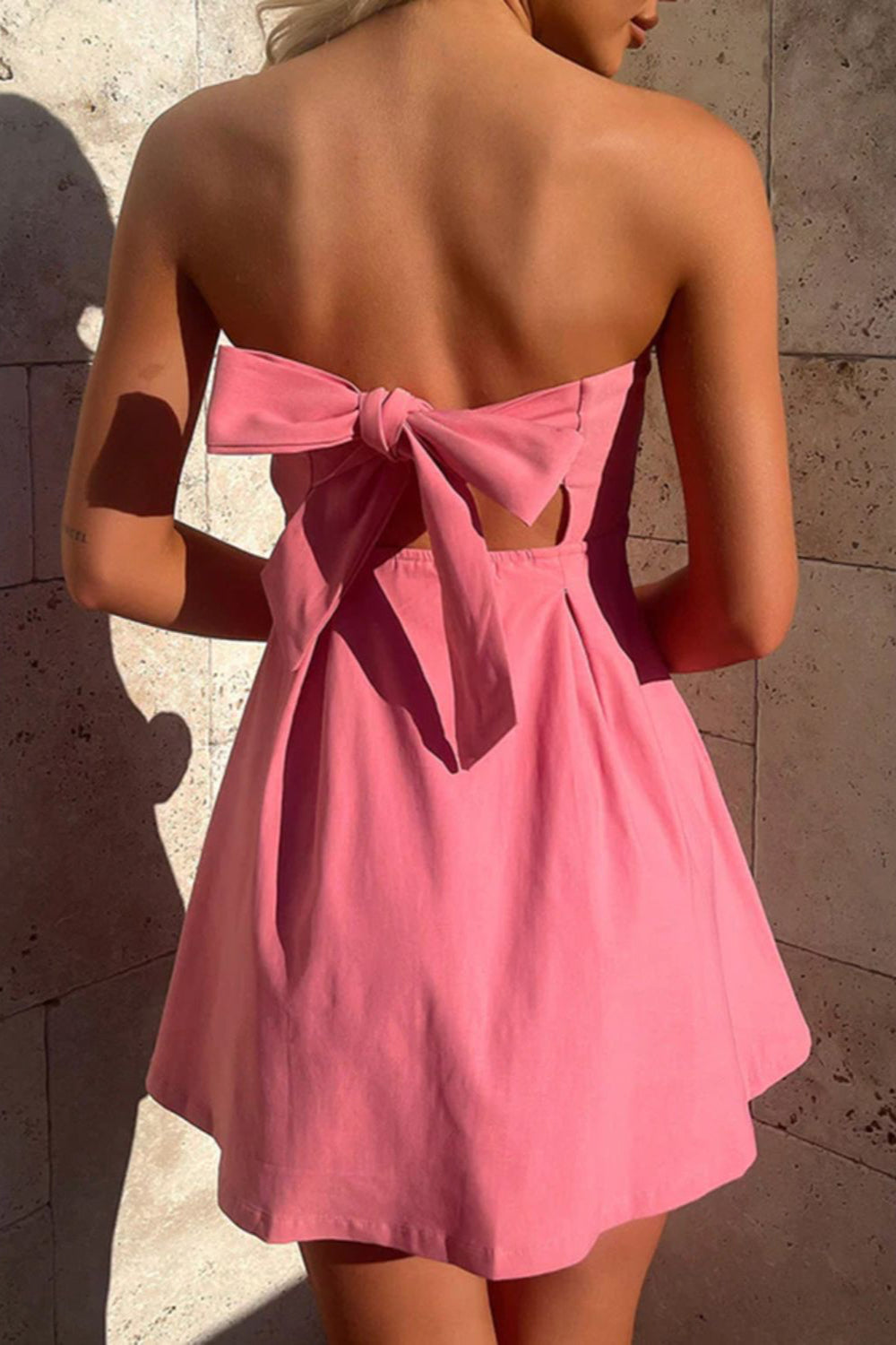 Bow Back Tube Mini Dress