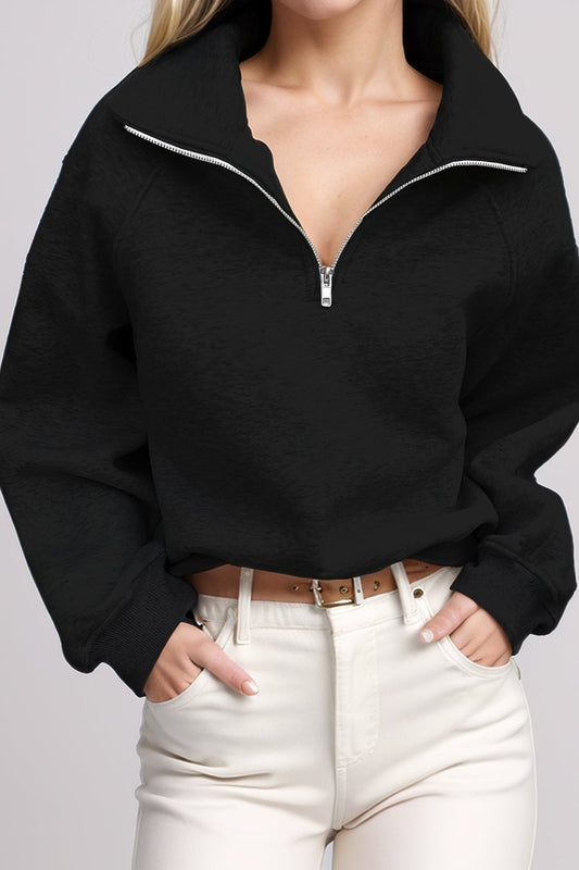 V Neck Zipper Sweatshirt