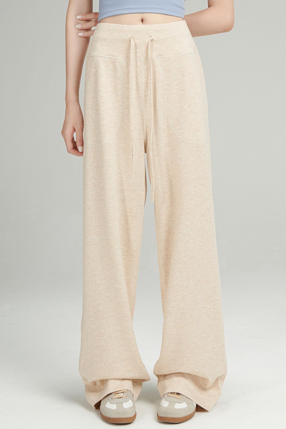 Drawstring Wide Leg Pants with Pockets