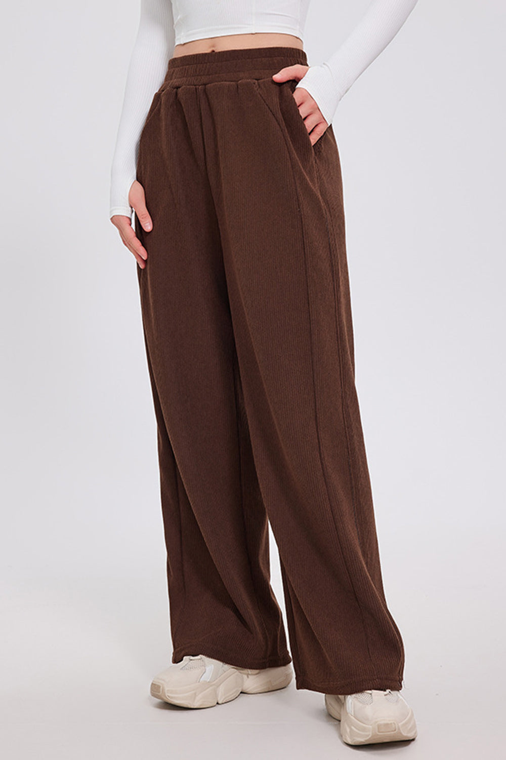 Elastic Waist Wide Leg Pants