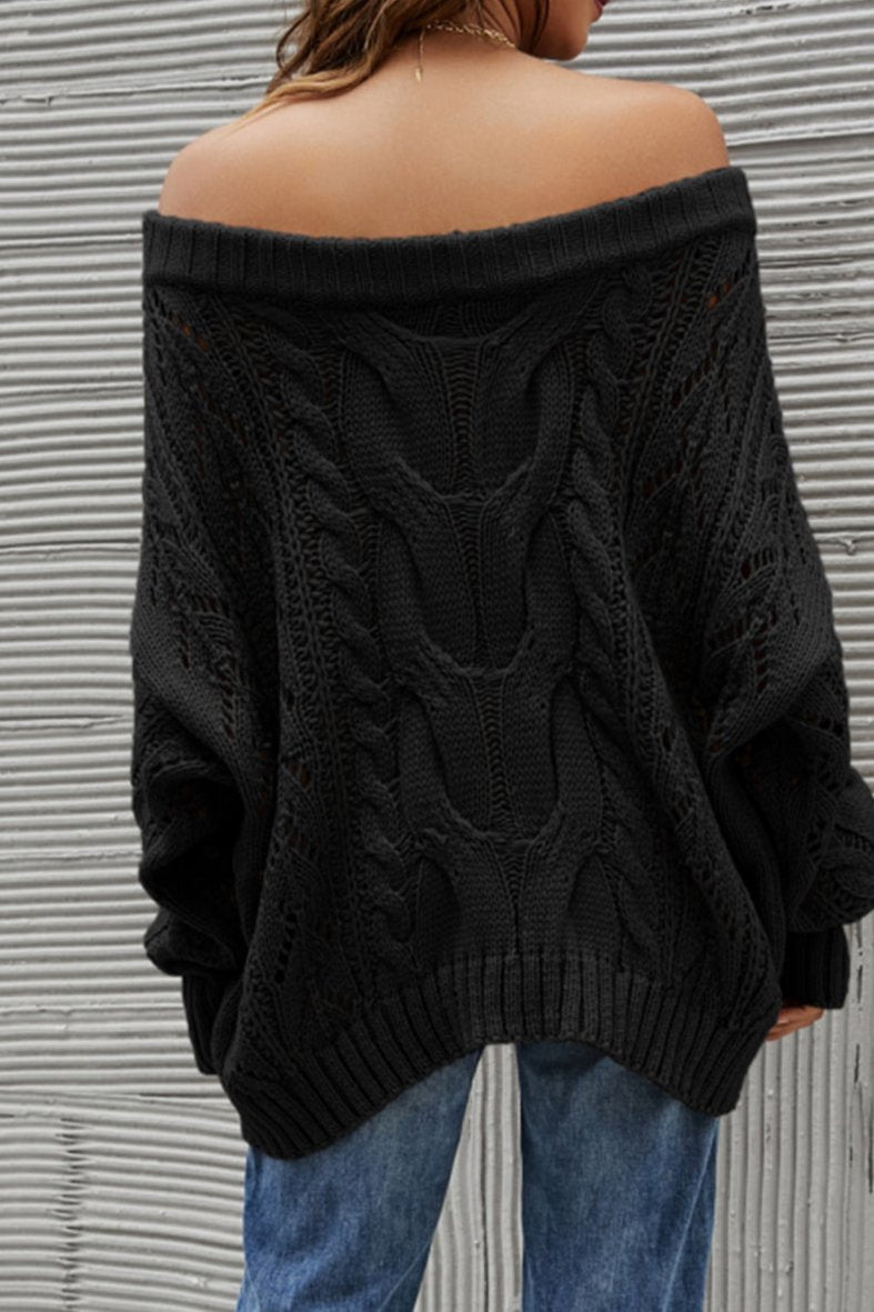 Off-Shoulder Knit Sweater black 4