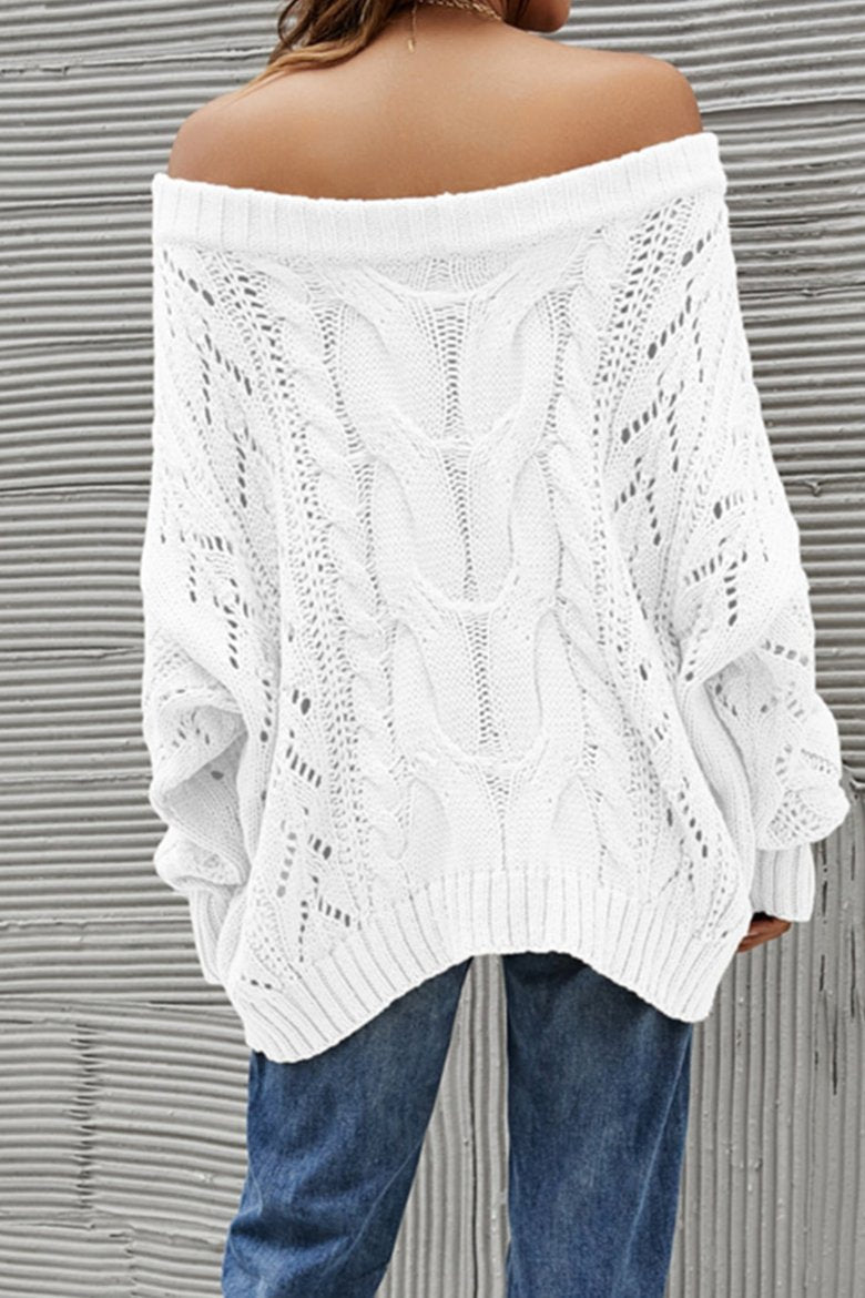 Off-Shoulder Knit Sweater white 3