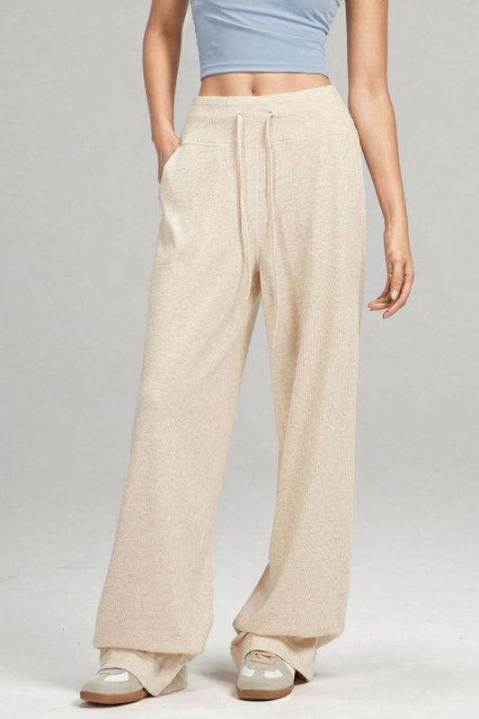 Drawstring Wide Leg Pants with Pockets