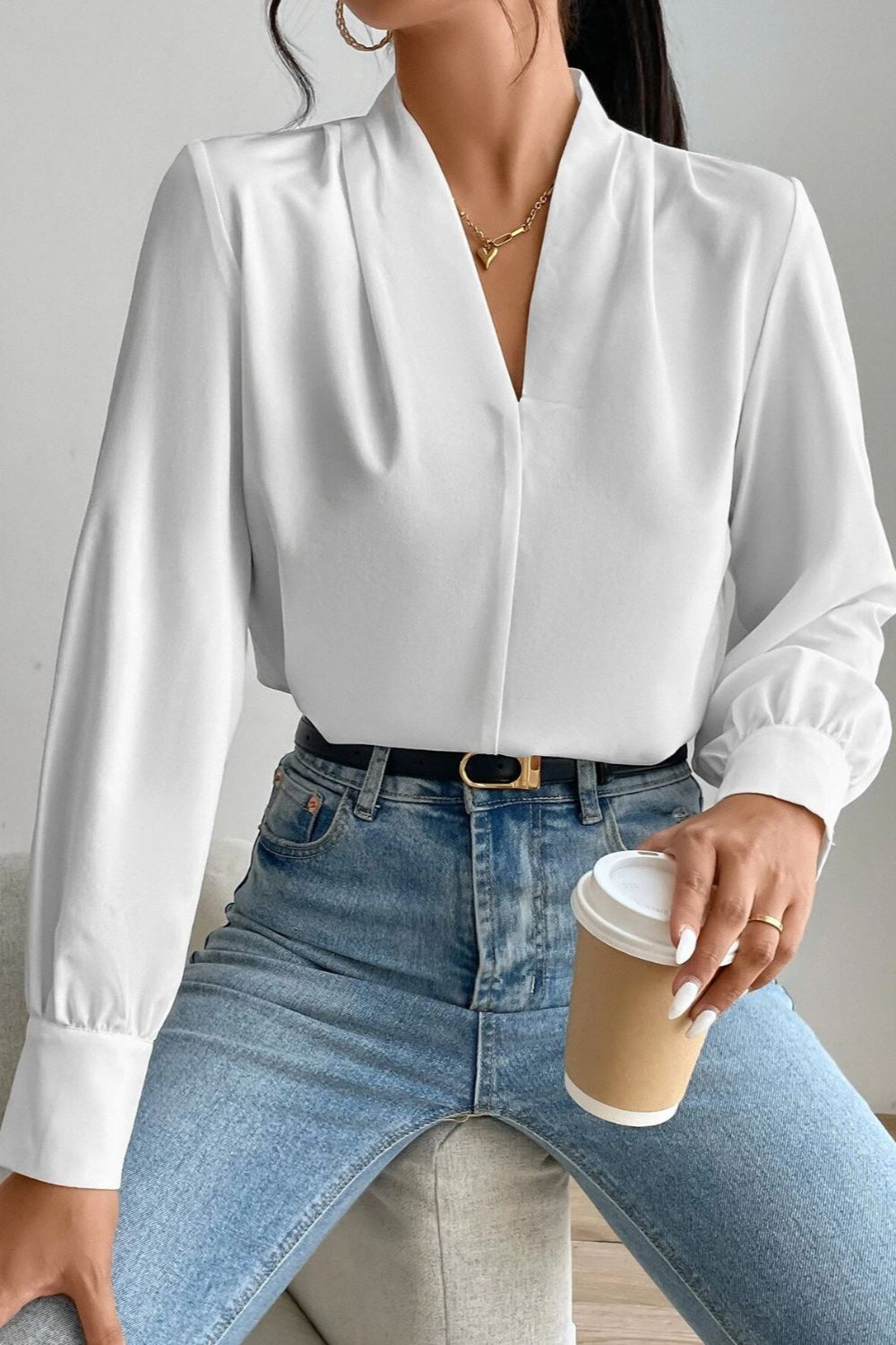 V Neck Long Sleeve Top