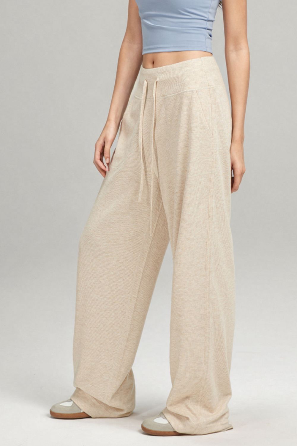 Drawstring Wide Leg Pants with Pockets