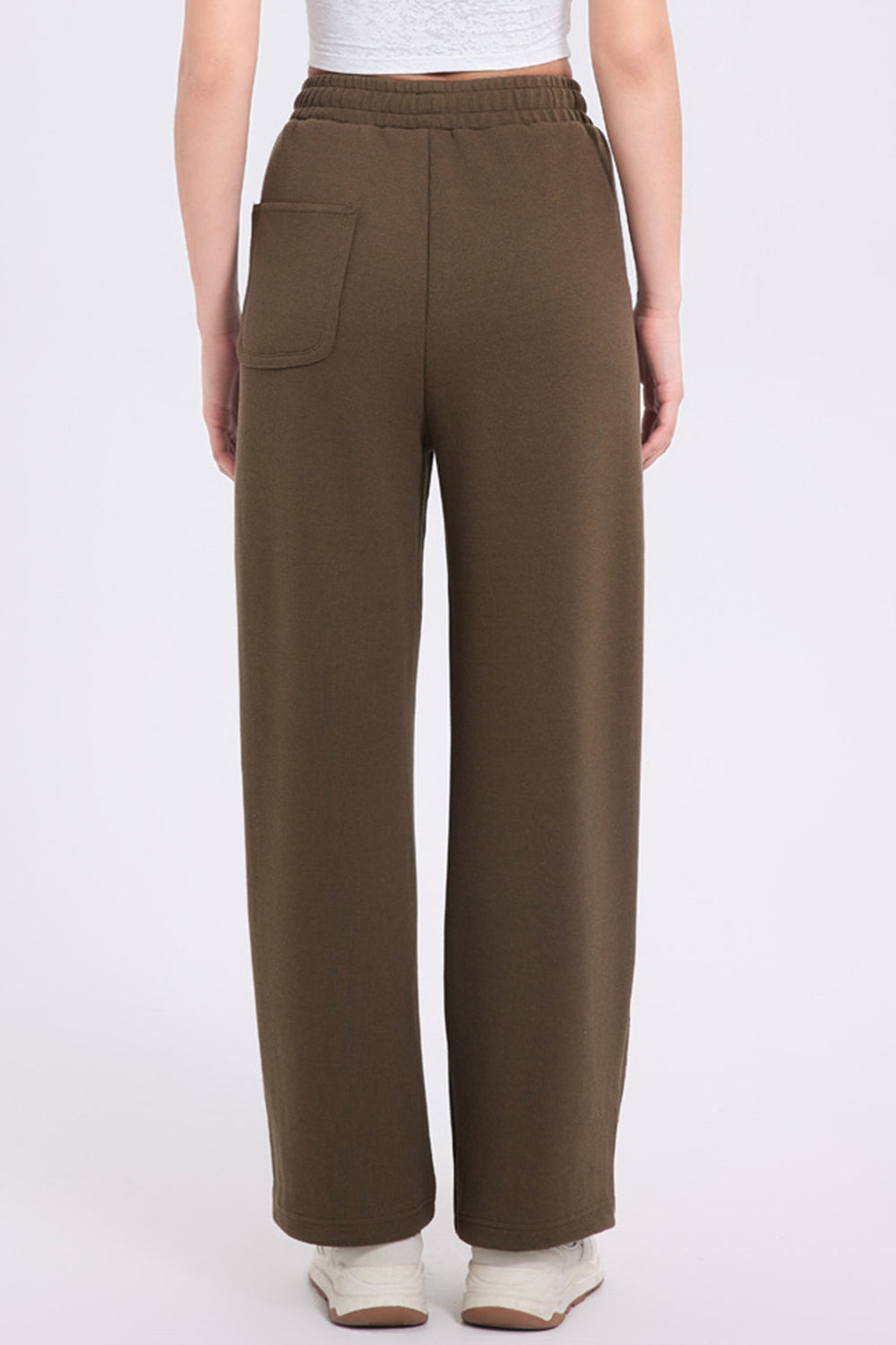 Elastic Waist Straight Leg Pants with Pockets