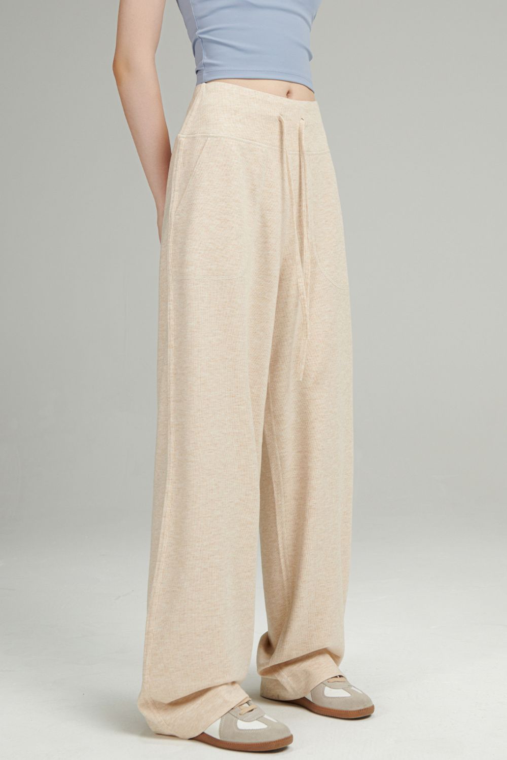 Drawstring Wide Leg Pants with Pockets