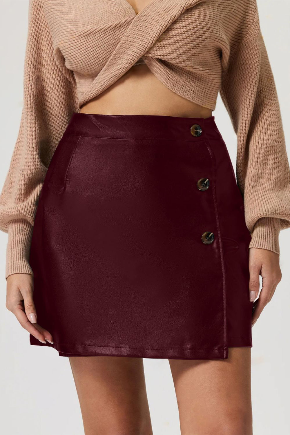 Buttoned High Rise Mini Skirt