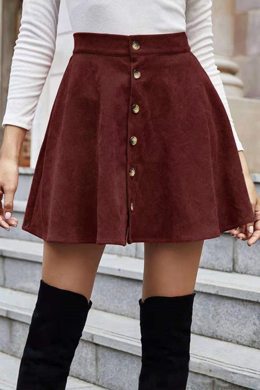 Buttoned Corduroy Mini Skirt